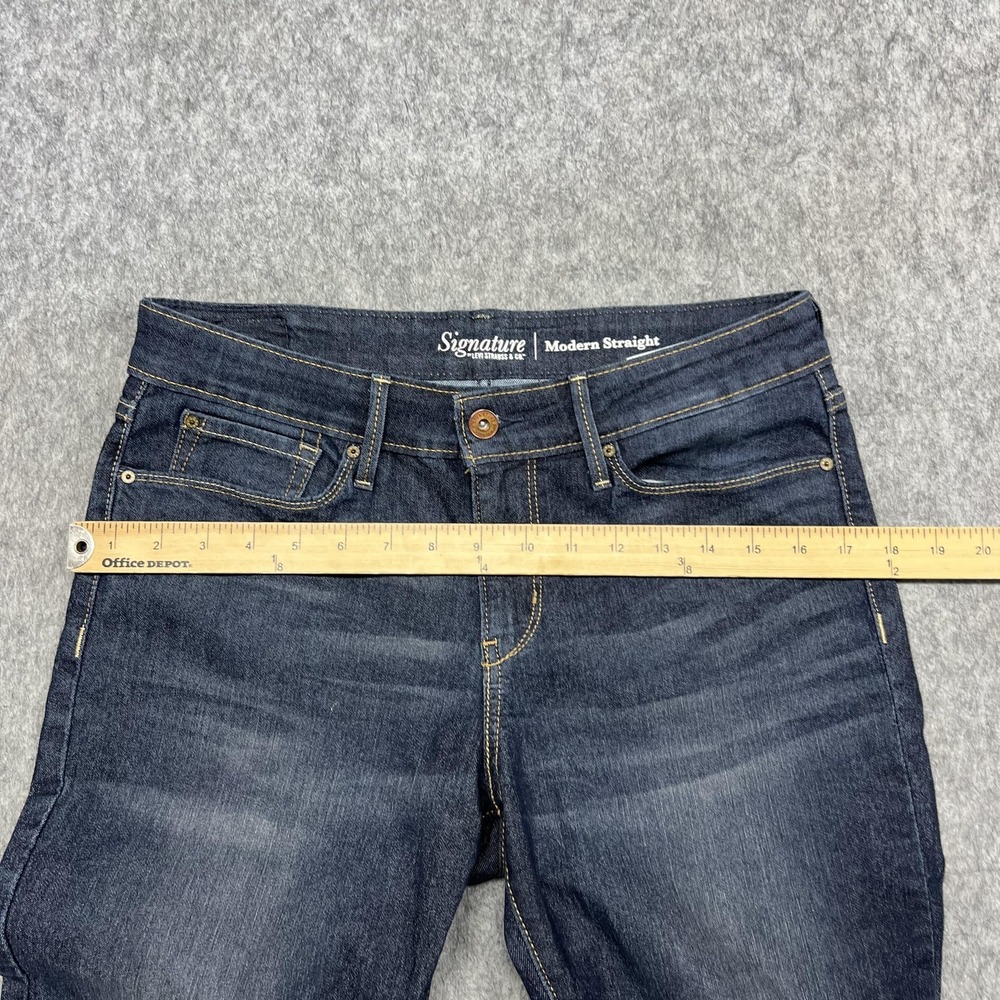 Signature Levi Strauss Jeans Women 10M Blue Modern Straight Stretch Denim Pants - Picture 13 of 16
